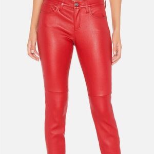 Current/Elliott Haute Red The Stiletto Genuine Leather Pants Jeans 25